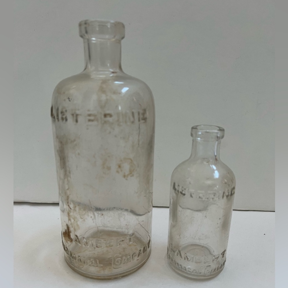 2  Vintage Listerine Glass Bottles Lambert Pharmacal Company Vintage No Top - Picture 6 of 12